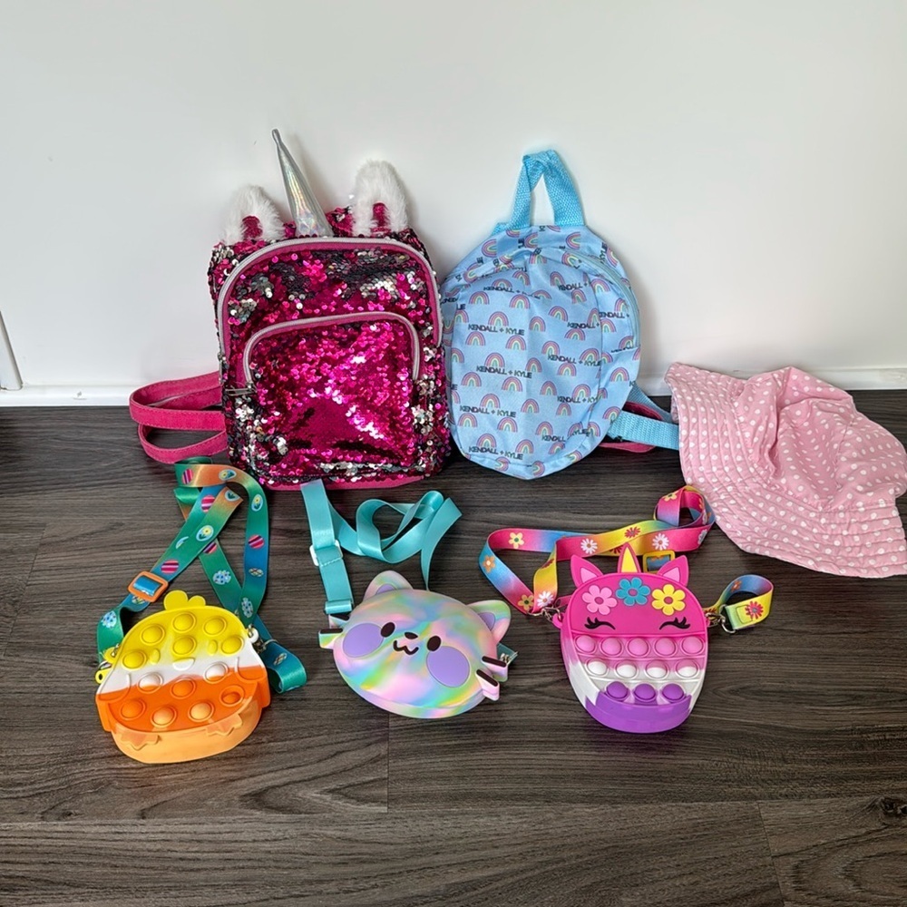 Bundle of toddler girl bags and Hat